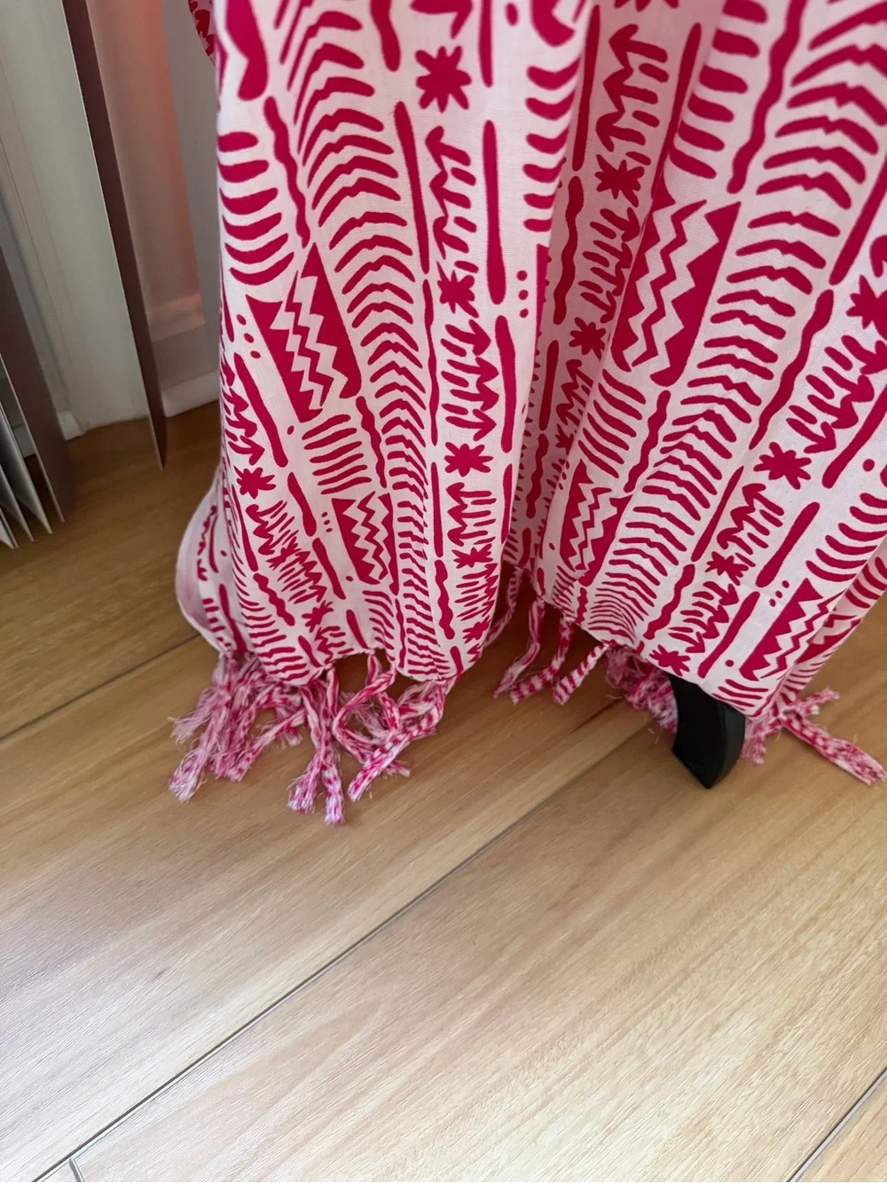 Women’s Pink Patterned V-Neck Caftan Dress